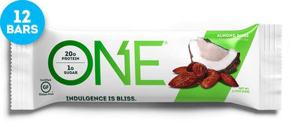 Indulge in Guilt-Free Snacking with ONE Protein Bars - Almond Bliss Flavor, 20g Protein & Only 1g Sugar, 12 Pack
