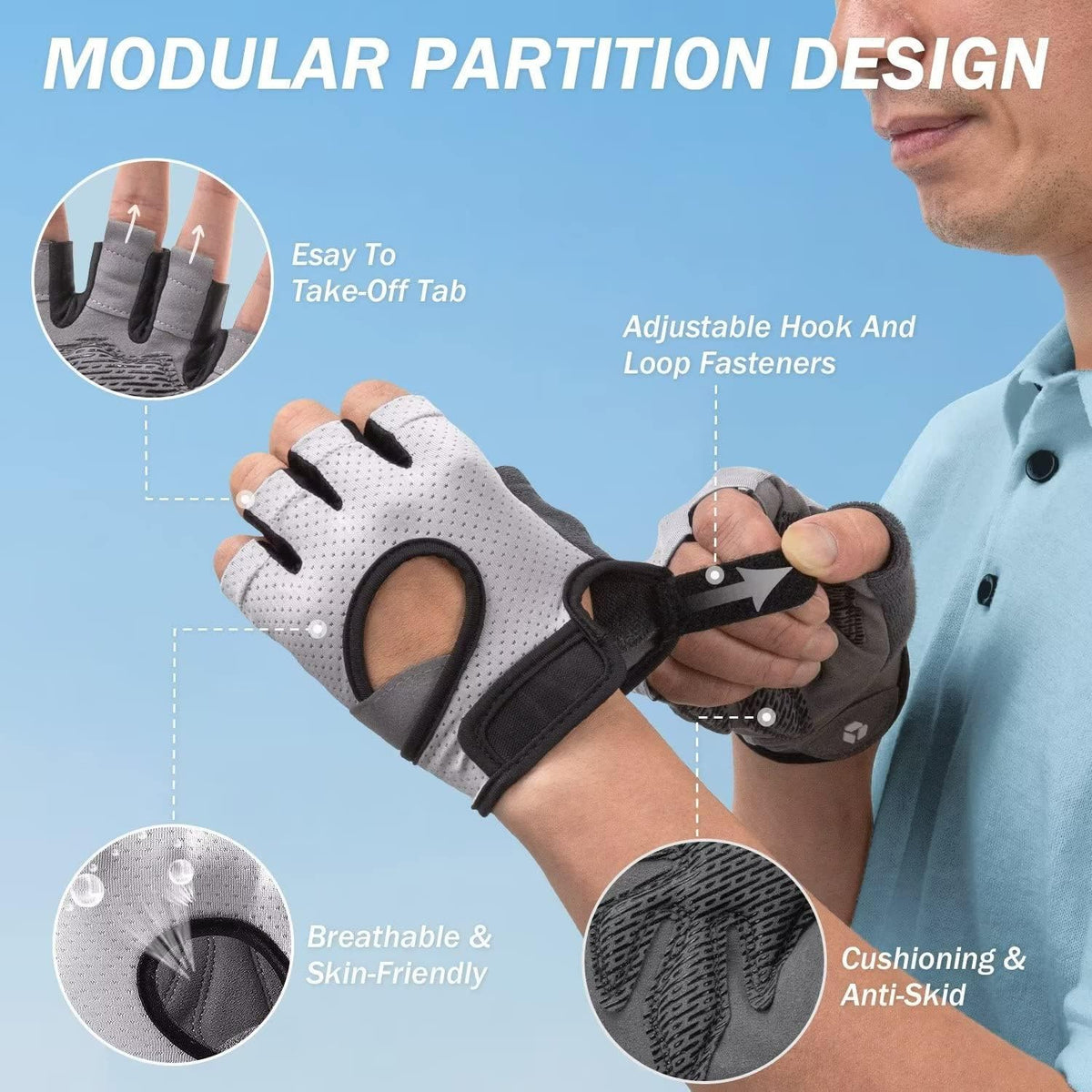 Enhance Your Workout with GloFit Freedom Workout Gloves - Premium Knuckle Weightlifting Shorty Fingerless Gloves for Men and Women