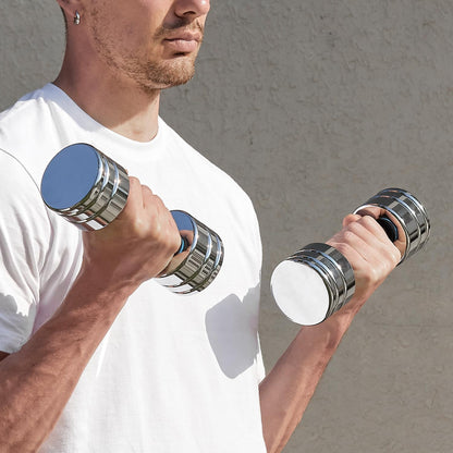 Versatile 15LB Adjustable Chrome Dumbbells for Home Workouts - Compact & Stylish Design