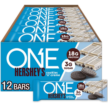 ONE Hershey'S Cookies 'N' Creme Protein Bars, 18G Protein, 12 Ct