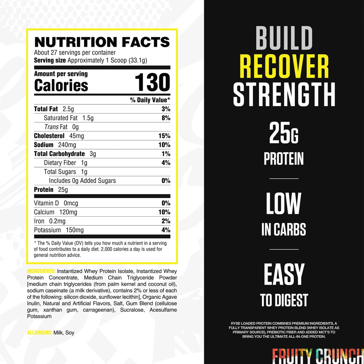 RYSE Loaded Protein Powder - Fruity Crunch - 27 Servings