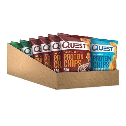 Quest Nutrition Protein Chips Variety Pack, BBQ, Cheddar & Sour Cream, Sour Cream & Onion, High Protein, Low Carb, 1.1 Oz (Pack of 12)