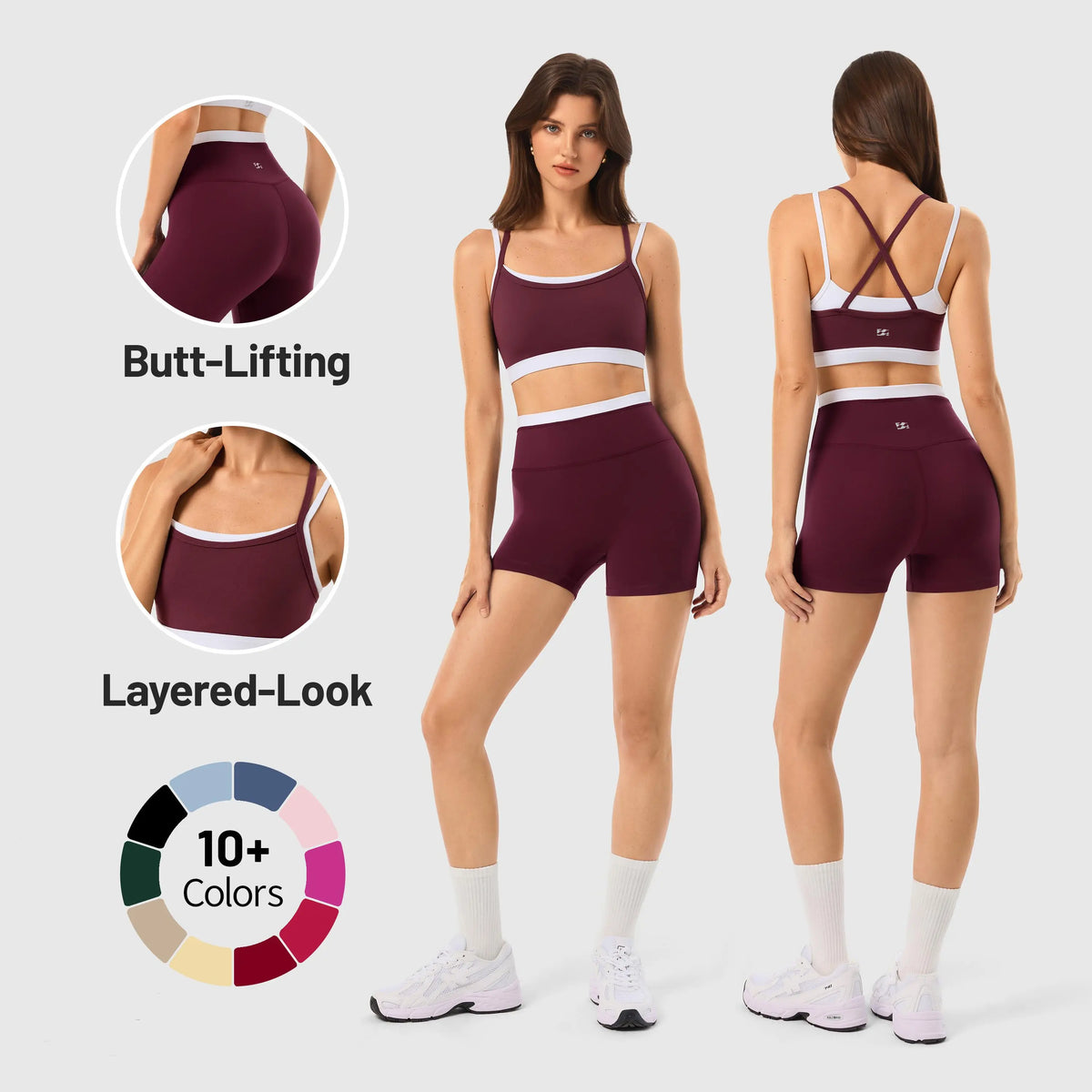INNO MINT Women'S 2-Piece Fitted Design Activewear Set - Spandex for Gym, Soft Breathable Casual Sportswear Outfit with Seamless Yoga Leggings & Padded Sports Bra, High Stretch Athletic Wear,Sohochic