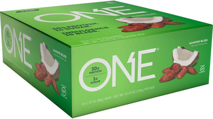 Indulge in Guilt-Free Snacking with ONE Protein Bars - Almond Bliss Flavor, 20g Protein & Only 1g Sugar, 12 Pack