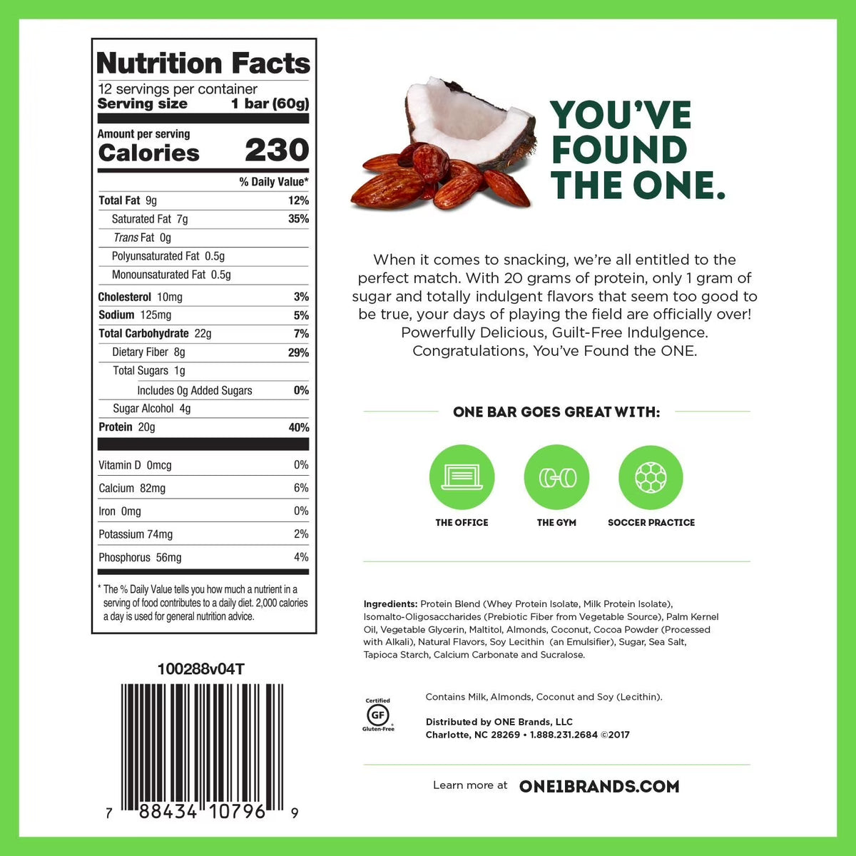 Indulge in Guilt-Free Snacking with ONE Protein Bars - Almond Bliss Flavor, 20g Protein & Only 1g Sugar, 12 Pack